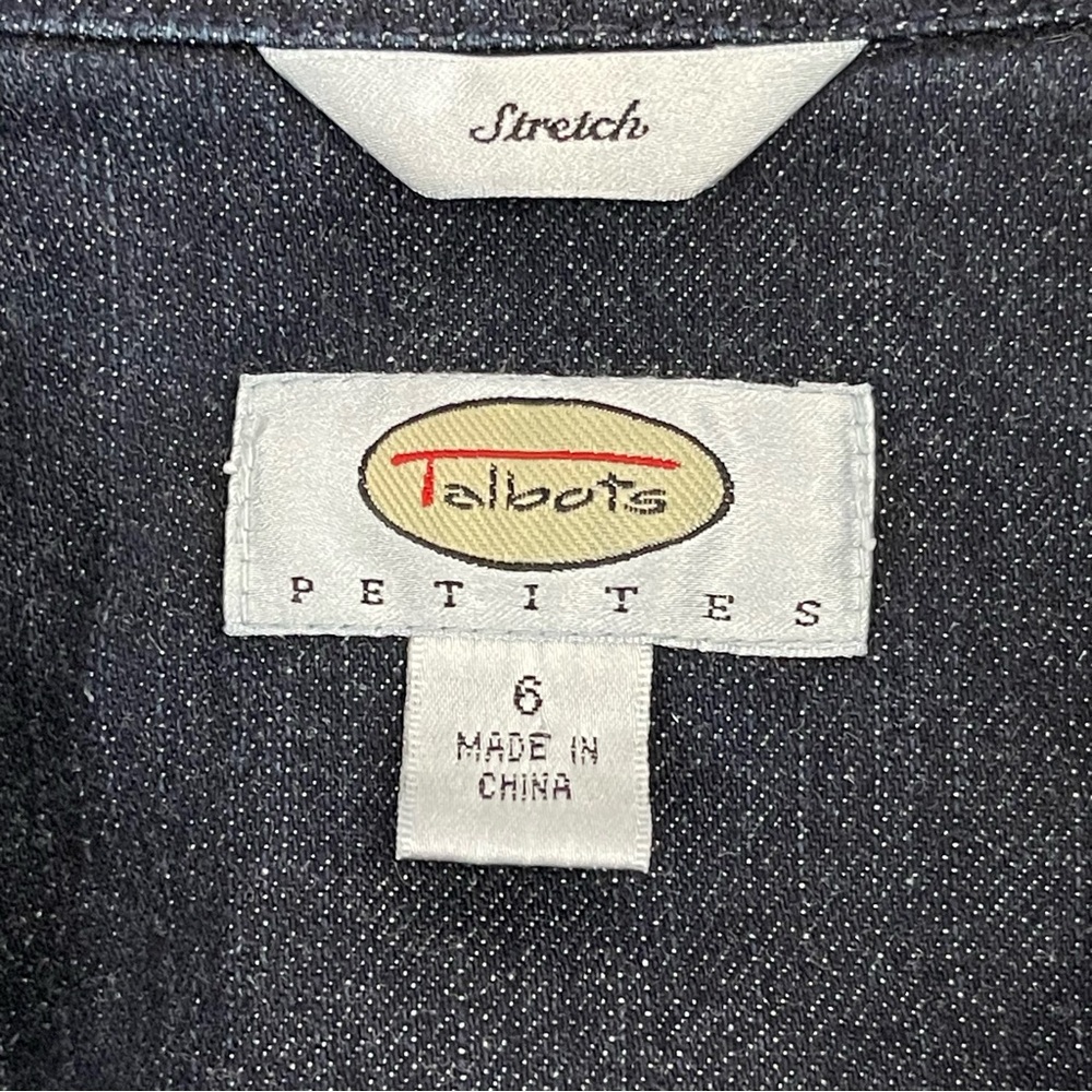 Talbots Fitted Denim Open front Blazer Jacket Womens 6 Petite Dark Wash - Picture 3 of 7